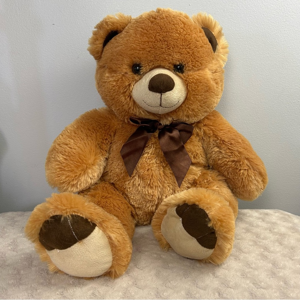 Best Made Toys Teddy Bear Plush Stuffed Animal Toy Tan Brown Bow Large 24"